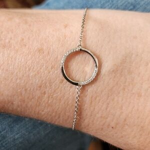 Tocara Silver Pave Circle Link Bracelet - Silver